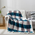 PU MEI Sherpa Blanket Twin Plaid Thick Bed Blanket, 90”*80” Super Soft Flannel by HOME