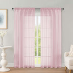OWENIE Blush Sheer Curtains 72 Inches Long 2 Panels Set, Transparent Voile by OWENIE