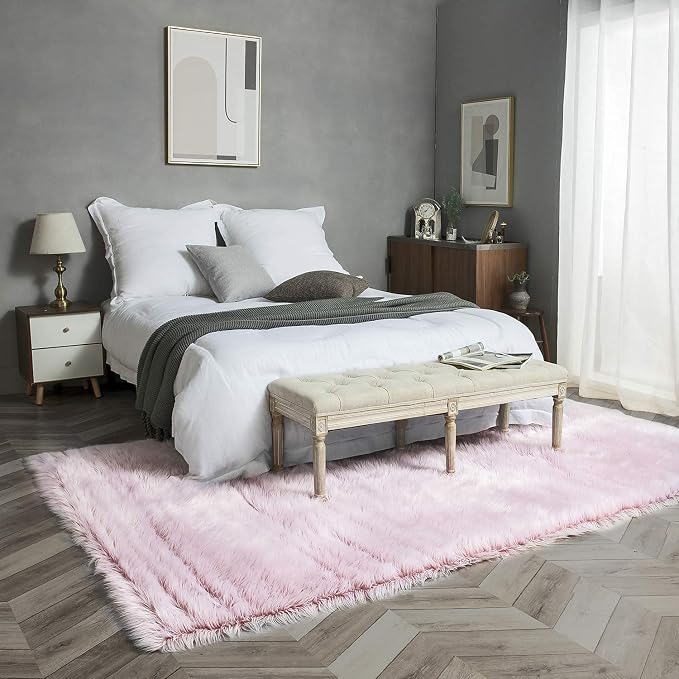 Ashler Faux Fur Rug, Fluffy Shaggy Area Rug Ultra Soft 6 x 9 Feet Rectangle Fur - Image 2