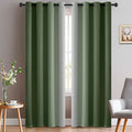 Yakamok Greyish White and Sage Green Ombre Curtains, Light Blocking Curtains by Yakamok
