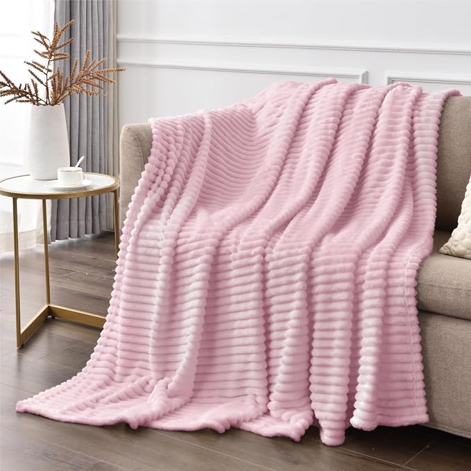 BEDELITE Fleece Throw Blanket for Couch – 3D Ribbed Jacquard Soft and Warm - Image 4