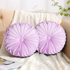 HIG Set of 2 Decorative Round Pleated Throw Pillows, Classy Accent Pumpkin by HIG