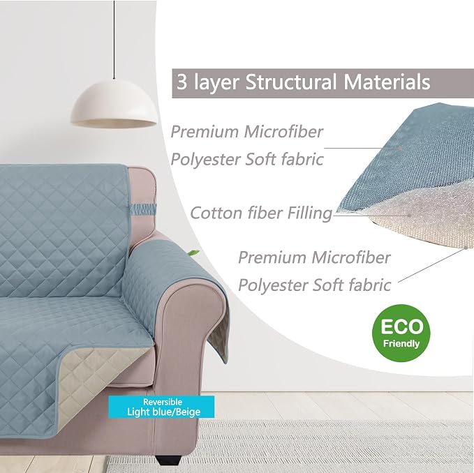 U-NICE HOME Reversible Oversized Chair Covers Quilted Water Repellent Pet - Image 5