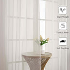 Lecloud Ivory Sheer Curtains 78 Inches Long 2 Pcs, Rod Pocket Light Filtering - Image 4