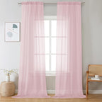 OVZME Blush Pink Sheer Curtains 120 Inches Long 2 Panels by OVZME