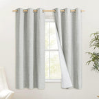 NICETOWN Grey 100% Blackout Curtain Panels, Thermal Insulated White Thermal by NICETOWN