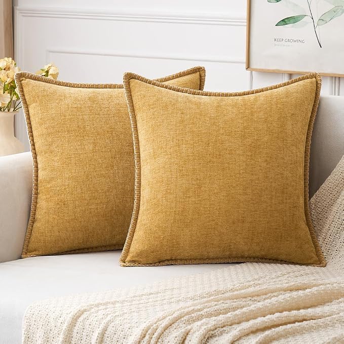 MIULEE Pack of 2 Couch Throw Pillow Covers 20x20 Inch Gold Farmhouse Decorative by MIULEE