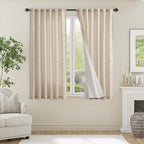 jinchan Belrose Lined Linen Blend Curtains Boho Floral Curtains - Image 3
