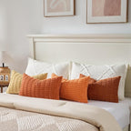 Fancy Homi Set of 4 Burnt Orange Fall Lumbar Rectangle Decorative Throw Pillow - Image 5