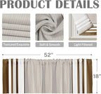 Emvency 2 Pack Valances Window Treatments, Striped Brown Minimalist Neutral - Image 3