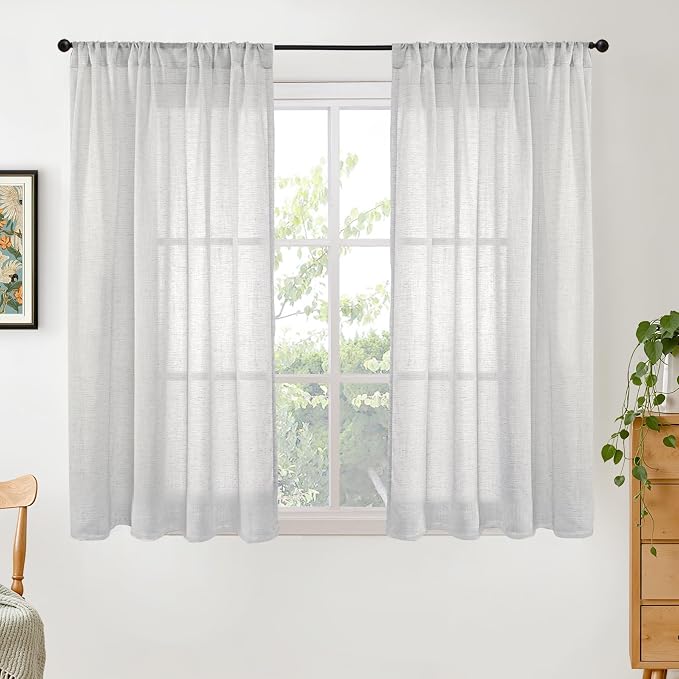 BGment Light Grey Linen Curtains 54 Inch Length by BGment
