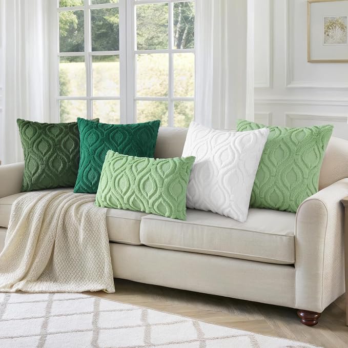 decorUhome Throw Pillow Covers 18x18 Inch Set of 2, Soft Plush Faux Wool White - Image 8