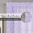 Lecloud Leia 2 PCS Light Purple Sheer Kitchen Curtains 36 Inch Length, - Image 2