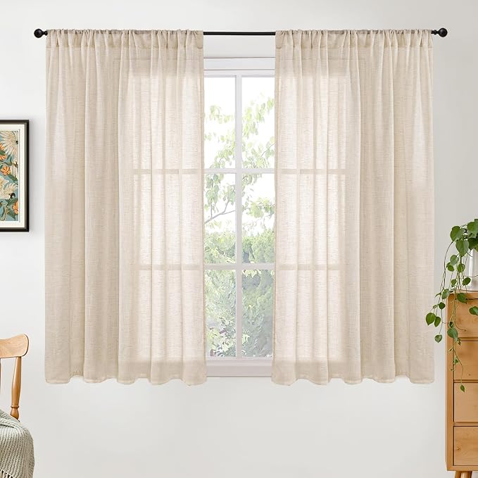 BGment Natural Linen Curtains 48 Inch Length by BGment