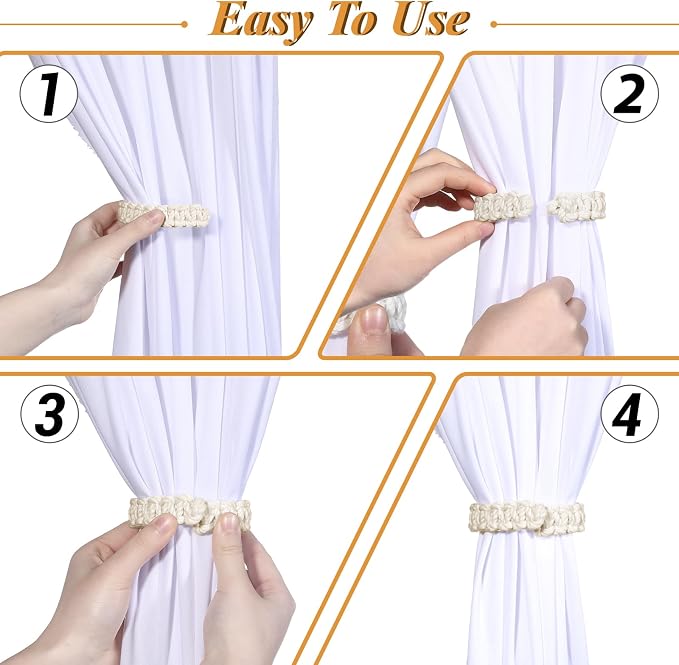 Ptwola 1 Pack Braided Curtain Tiebacks Boho Elegant Rustic Curtain Holdbacks - Image 4