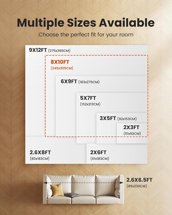 AMADA HOMEFURNISHING 8x10 Washable Area Rug, Low-Profile Large Area Rug - Image 2