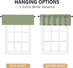 OVZME Green Valance for Windows, Light Filtering Faux Linen Textured Small - Image 3