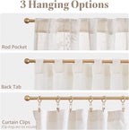 jinchan Belrose Linen Floral Cafe Curtains 54 Inch Length Embroidered Farmhouse - Image 7