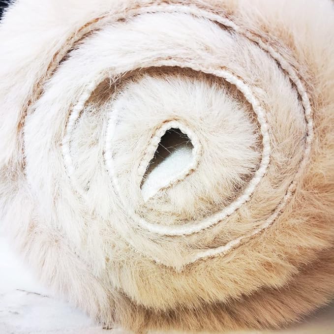 Ghouse Faux Rabbit Fur Round Rug 3ft Light Brown Beige Round Rugs - Image 5