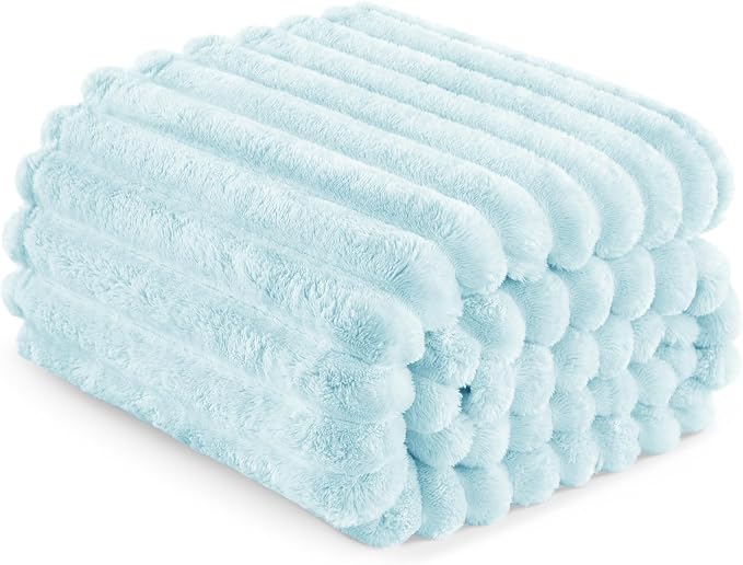 Exclusivo Mezcla King Size Flannel Fleece Blanket, Super Soft Striped Jacquard - Image 6