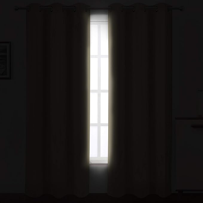 LEMOMO Beige Blackout Curtains 34 x 84 Inch Length/Set of 2 Curtain - Image 3