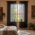WAZZIO Boho Lace Curtains 63 Inch -Vintage Victorian Sheer Panel Drape Floral - Image 3