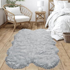Goolela Faux Sheepskin Fur Rug 4x6 Grey Fluffy Fuzzy Furry Area Rug - Image 2