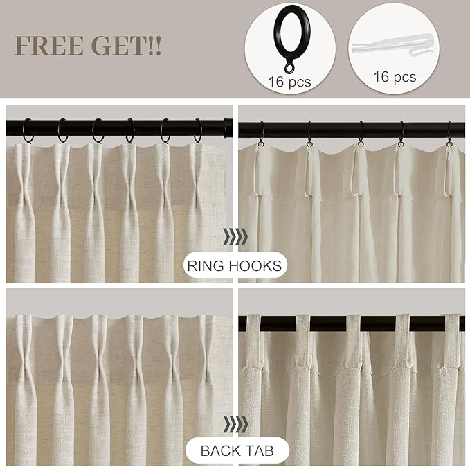 IVAPUPU Pinch Pleated Curtains 90 Inch Long 2 Panels - Image 4