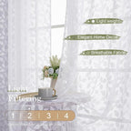 Chyhomenyc White Sheer Curtains 96 Inch Length 2 Panels Set, Light Filtering - Image 2