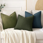 MIULEE Decorative Linen Pillow Covers 20x20 Inch Green ​Boho Farmhouse​ - Image 4