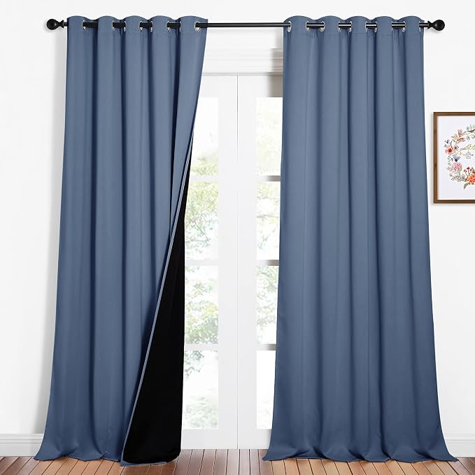 NICETOWN 100% Blackout Curtains 95 inches Long, Pair of Energy Smart & Noise by NICETOWN
