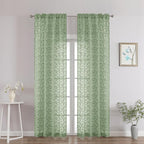 Chyhomenyc Sage Green Sheer Curtains 90 Inch Length 2 Panels Set, Light by Chyhomenyc