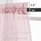 OVZME Blush Pink Sheer Curtains 108 Inches Long 2 Panels - Image 2