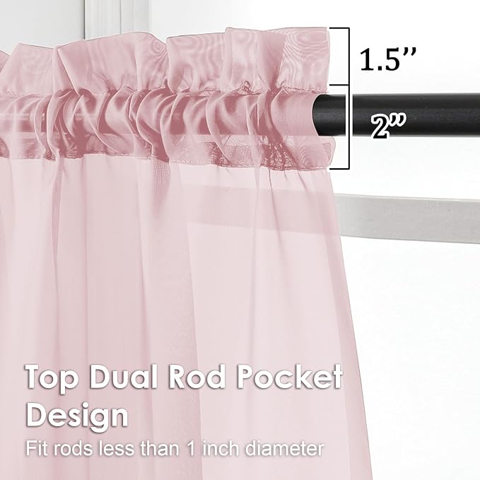 OVZME Blush Pink Sheer Valances - Image 2