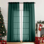 Green Sheer Curtains for Window 96 Inches Long 2 Panels, Soft Airy Voile Sheer by Home