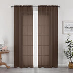 OWENIE Sheer Curtains, Chocolate Sheer Curtains 78 inch Length 2 Panels Set by OWENIE