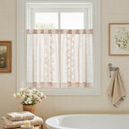 jinchan Belrose Linen Floral Kitchen Curtains 36 inch Length Embroidered - Image 9