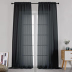Simplebrand Black Sheer Curtains 120 Inches Long, Extra Long Rod Pocket Solid by Simplebrand