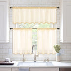 MIULEE 2 Panels Red Kitchen Tiers Half Window Sheer Curtains Rod Pocket - Image 8