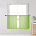OWENIE Short Lime Sheer Curtains 30 Inch Length 2 Panels Set, Kitchen Curtains by OWENIE