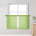 OWENIE Short Lime Sheer Curtains 30 Inch Length 2 Panels Set, Kitchen Curtains by OWENIE