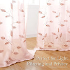 HOMEIDEAS Blush Pink Sheer Curtains 52 X 96 Inches Length 2 Panels Embroidered - Image 6