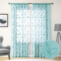 HOMEIDEAS Turquoise Aqua Sheer Curtains 52 X 84 Inches Length 2 Panels by HOMEIDEAS