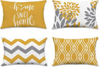 Hexagram Geometric Yellow Pillow Covers 12x20 Set of 4, Decorative Outdoor Boho by Hexagram