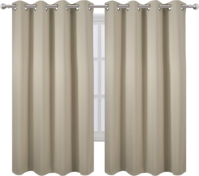 LEMOMO Beige Blackout Curtains 66 x 63 Inch Length/Set of 2 Curtain - Image 2