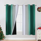 Estelar Textiler Ombre Greyish White and Green Blackout Curtains & Drapes by ESTELARTEXTILER