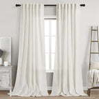 Cream Linen Curtains Back Tab Sheer Curtains 90 Inches Long by Nanspring