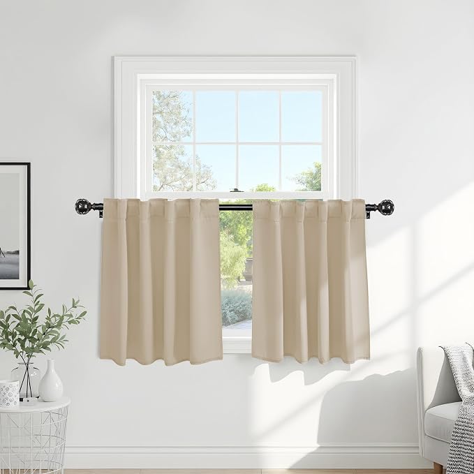 PONY DANCE Beige Blackout Curtains by PONYDANCE