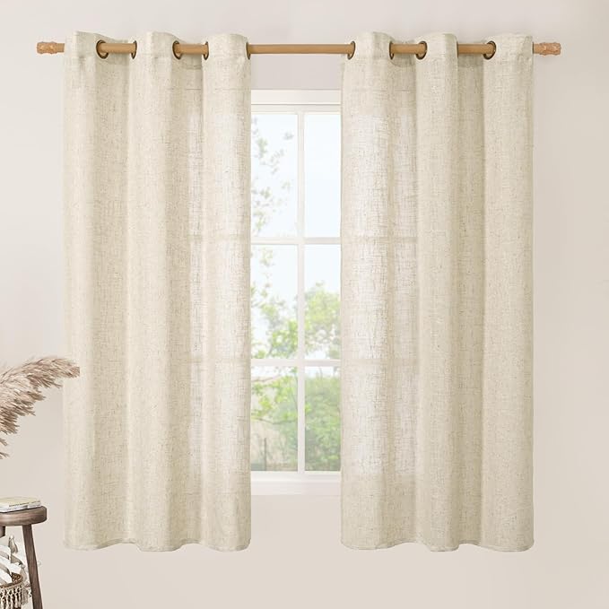 LAMIT Beige Linen Curtains 63 inches Length by LAMIT