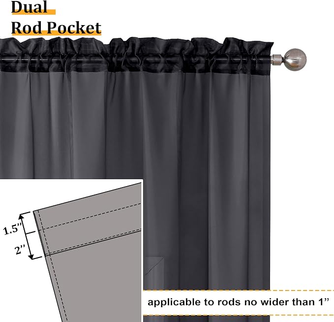 Aiyufeng 108 Inch Black Sheer Window Curtains - Image 3